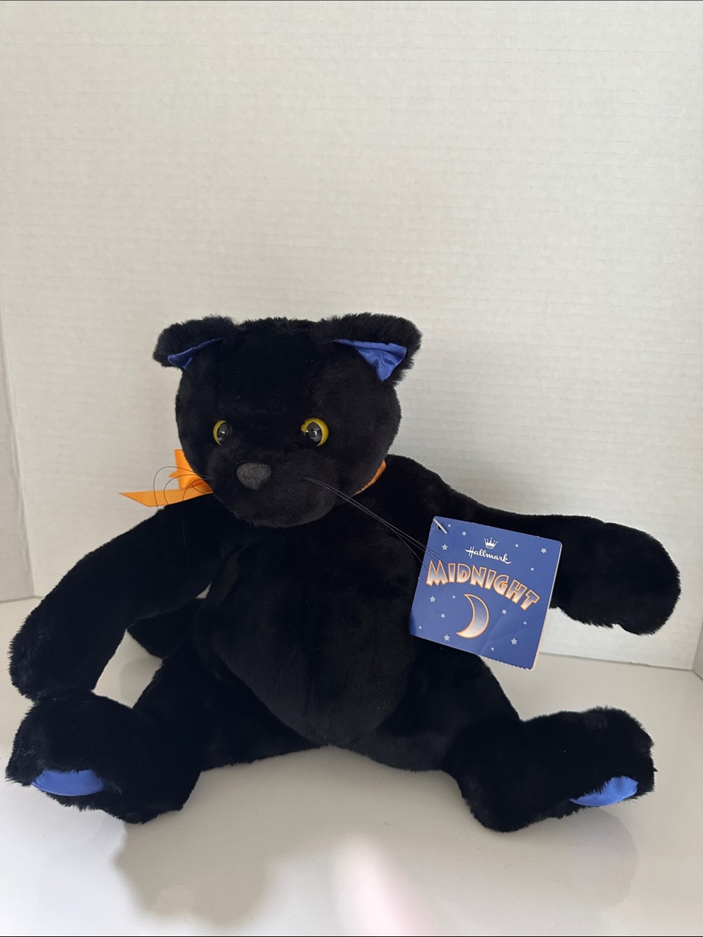 Hallmark Black Plush Cat with Orange Ribbon